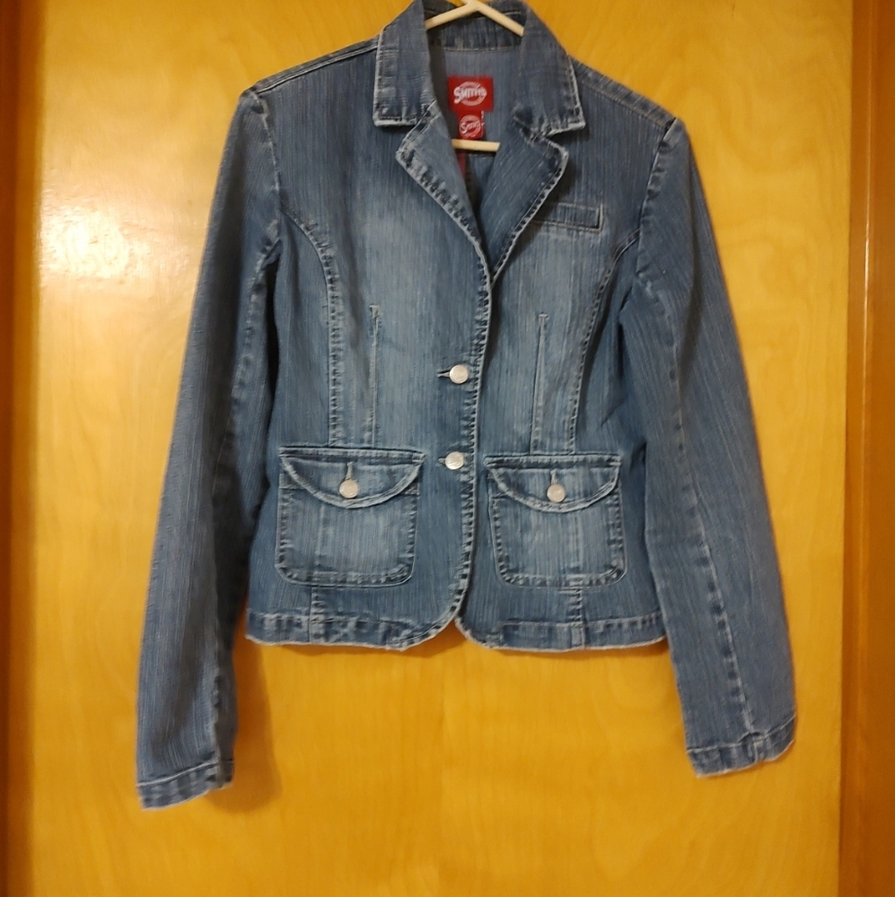 Smith's Dungarees lady's Medium Jean Jacket Stretch Hipster Boho light wash